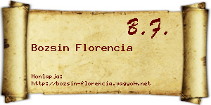 Bozsin Florencia névjegykártya